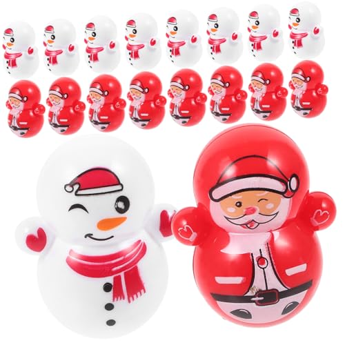 TOYANDONA 30 Stück Teiliges Mini Weihnachts Tumble Schneemann Weihnachtsmann Bunte Figuren zum Stressabbau Büro Wohnraumdeko Stabil Schwingende und Geschenkidee von TOYANDONA
