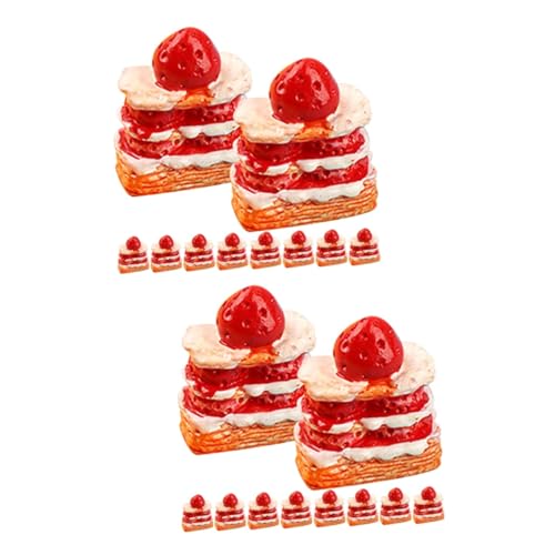 TOYANDONA 32 STK Erdbeer-Sahne-Torte Erdbeer-Accessoires Obstkuchen Nachspeisen Zubehör Für Handyhüllen Mini-Dessert Mini- -Dessert-Modell Dessert-Modelle Spielzeug Harz Miniatur Rot von TOYANDONA