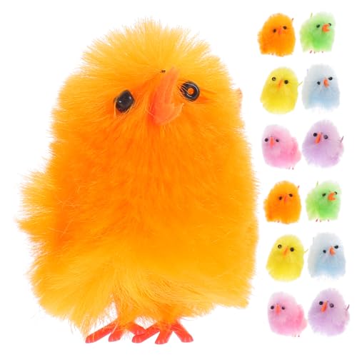 TOYANDONA 32 Stück Osterküken Osterplüschküken Mini-Fuzzy-küken Simulierte Kükenverzierung Gefälschte Osterhühner Kleines Huhn Ostern Plüsch-küken- Colorful Hochwertiger von TOYANDONA