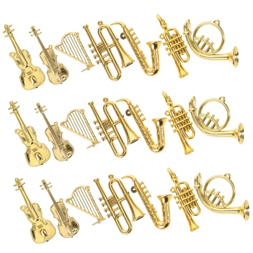TOYANDONA 35 Stück Teiliges Mini Musikinstrumente Set Realistische Miniatur Violine Trompete Saxophon Gitarre Leichte Kunststoff Deko für Puppenhaus Weihnachtsbaum Festliche Bastelideen von TOYANDONA