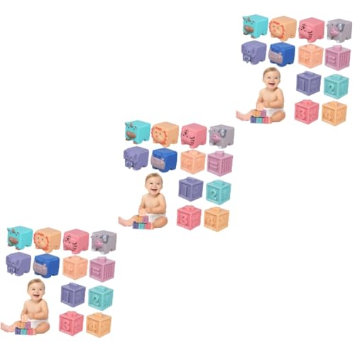 TOYANDONA 36 STK Holzblock Babyspielzeug Baby Spielzeug Baby-Spielzeug Spielzeuge Bausteine Weiche Blöcke, Baby Babyblöcke für die Babyparty Tier Gummiblock Kleinkind weiches Gummi von TOYANDONA