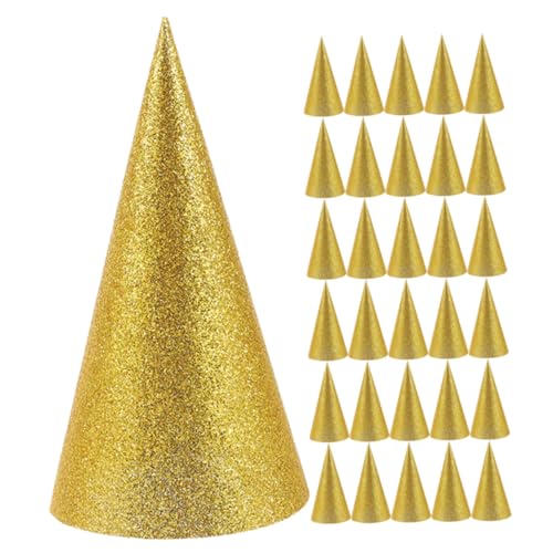 TOYANDONA 36 Stück Geburtstagsparty Hüte „Happy Birthday“ Papierhüte Eimerhüte Geburtstagskarten Partyhüte Cartoon Geburtstagsdekoration Lustiger Hut Glitzer Kegelhüte Ornament von TOYANDONA