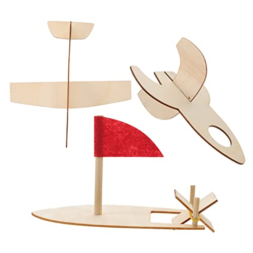 TOYANDONA 3St DIY-Graffiti-Modell Leere Rätsel Bastelhobel Holz Kinder bastelset Kinderspielzeug Spielzeug für Kleinkinder Spielset aus Holz Flugzeugmodell zusammenbauen Flugzeugspielzeug 3D von TOYANDONA