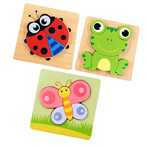 TOYANDONA 3St Lernspielzeug für Kleinkinder Dreidimensionales Holzpuzzle pädagogisches Puzzlespielzeug Kinderspielzeug Rätsel Puzzle für Kinder Puzzles aus Holz Karikatur Hölzern von TOYANDONA