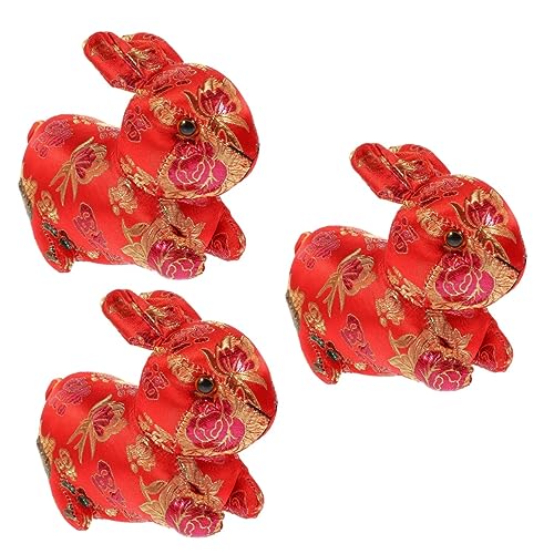 TOYANDONA 3st Jahr des Hasen-maskottchens Minihase Kaninchendekorationen Für Das Neue Jahr Spielzeug Für Kinder Mini-kuscheltiere Geschenk Chinesisches Tierkreiszeichen Rot von TOYANDONA