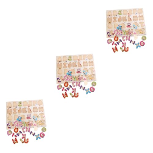TOYANDONA 3St Spielzeug Puzzlebrett für Babys Puzzlebrett aus Holz Puzzle-Brett Buchstabe Brett greifen Kind Bambus von TOYANDONA