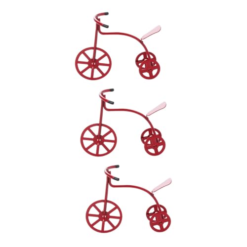 TOYANDONA 3St Mini-Hausverzierung House Decoration puppenhauszubehör Geschenkidee Gift Ideas Spielzeugtricycle Möbelmodell Mini-Zubehör Mini-Hausmöbel Mini-Hausschmuck Dreirad schmücken rot von TOYANDONA