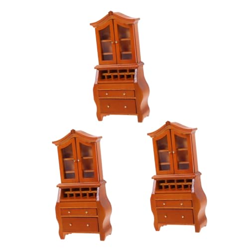 TOYANDONA 3St Mini-Vertikalschrank Bücherregal für Kinder Möbel Puppenhaus Bücherregal Bücherregal Miniatur-Schrankverzierung Huanghua-Birne schmücken Zubehör Modell Mikroszene Holzschrank von TOYANDONA