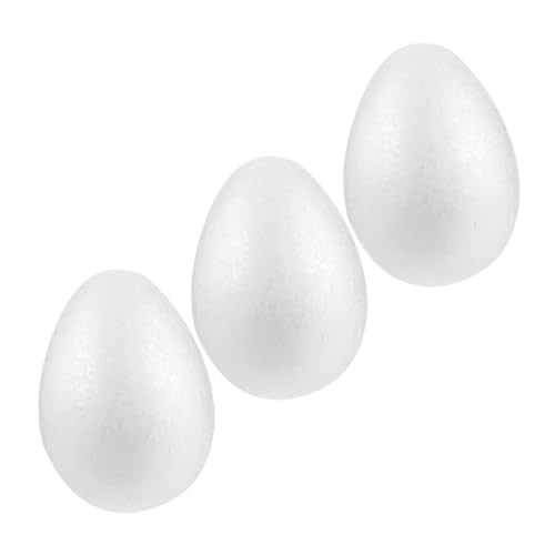 TOYANDONA 3St Osterdeko-Eier Ostern Jagdkorb Spielzeugeier Eier bunt gefälschte Eier Stielspielzeug basteln für ostern basteln zu ostern schäumt künstliche Eier leeres Osterei Schaum Weiß von TOYANDONA