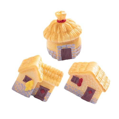 TOYANDONA 3St Retro-Landhaus mit Reetdach Mini- kleine Häuser zum Basteln Puppenhaus-Miniaturen Terrarium zubehör Garten Accessoires Bonsai- - Miniaturhäuser zum Basteln Harz von TOYANDONA