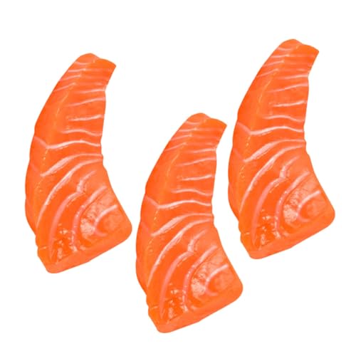 TOYANDONA 3 Stücke PVC Lachs Scheiben Modell Gefälschte Fischfutter Requisiten Für Restaurant Decor TOYANDONA 3 Stücke PVC Lachs Scheiben Modell Gefälschte Fischfutter Requisiten Für Restaurant Decor von TOYANDONA