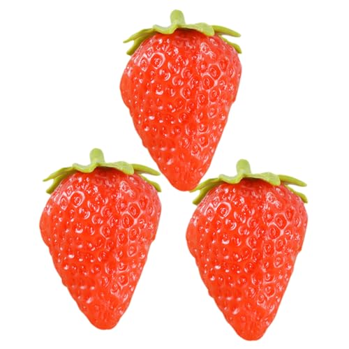TOYANDONA 3St Simulierte Erdbeere Erdbeersirup Faux -Erdbeeren Erdbeere Strudel Obst Strawberry Decor tischdeko esstisch künstliche Früchte Ornament gefälschte Erdbeere PVC rot von TOYANDONA