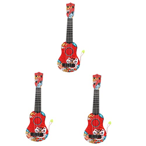 TOYANDONA 3St Ukulele für Kinder Spielzeug für Kleinkinder Gitarre Kinderinstrument Spielzeug Kinder-Ukulele-Spielzeug Kann Spielen Modell Saiteninstrument Musikinstrument Plastik rot von TOYANDONA