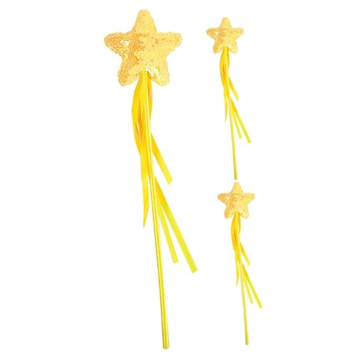 TOYANDONA 3St Zauberstab heeloween Fairy Wand zauberw spielsachen für mädchen gilbe Feenflügel Saugspielzeug Korb dekorativer Feenstab dekorative Hexenstäbe Plastik Yellow von TOYANDONA