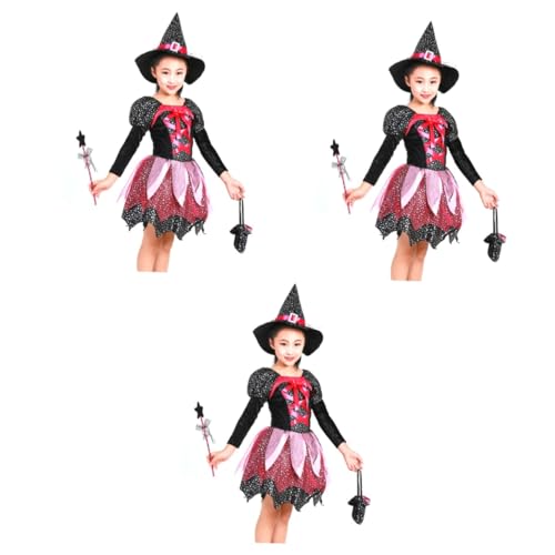 TOYANDONA 3St halloween kostüm halloween costume kleidung kinder fasching kostüme fastnacht kostüm swallet Kinderkleidung Kleider Hexenoutfit für Kinder Hexen-Cosplay-Outfit die Mädchen von TOYANDONA