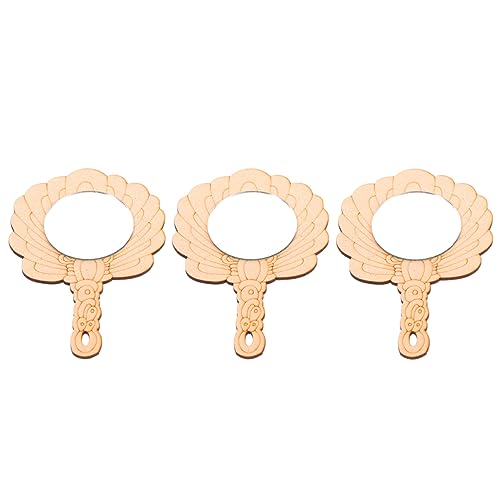 TOYANDONA 3St kleiner handgefertigter Spiegel kleiner Spiegel Handspiegel Mini -Spiegel bastelsets+für+ bastel set für Holzspiegel selber machen Kinderspiegel aus Holz Acryl von TOYANDONA