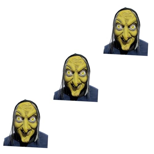 TOYANDONA 3st Gruselige Maske Halloween-masken Gruselige Hexenmaske Hexen-cosplay-maske Grüne Böse Maske Kostüm Zubehör Hässliche Maske Dämonenmaske Latex Requisiten Abschlussball von TOYANDONA