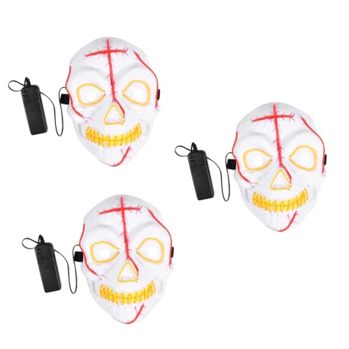 TOYANDONA 3st Halloween-horror-glühmaske Led-party-party-maske Halloween-cosplay-maske Led-dekor Erwachsenenmaske Abschlussball Requisiten Kostüme Für Erwachsene Kleidung Scheinen Plastik von TOYANDONA