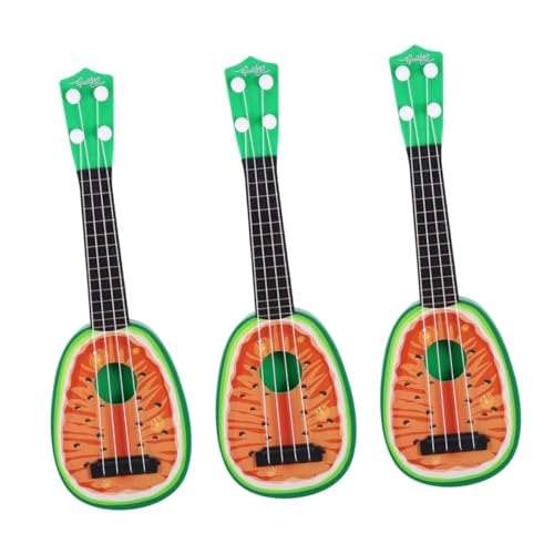 TOYANDONA 3St Kidcraft-Spielset Gitarren-Lernspielzeug Bassgitarre Mädchen Spielzeug Gitarren-Ukulele-Spielzeug Obst Gitarre Jahrgang Saiteninstrument Hawaii Musikinstrument Kleinkind von TOYANDONA