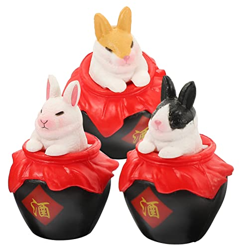 TOYANDONA 3st Mini-Kaninchen-Ornament Frösche Hamsterkäfig Puppe Plüschtiere Miniaturen Wurf Hase Figuren Frosch Ausgestopft Mikro-Ornamente Wohnkultur PVC von TOYANDONA