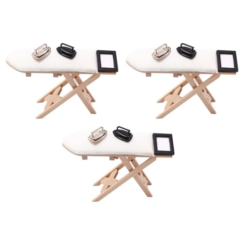 TOYANDONA 3st Mini-bügeltisch Stärke Aufhänger Organisation Gestell Faltbar Planke Maschine Tischplatte Anzeige Spitze Unterlage Bügeleisen Bügelbrett Modell Mini-bügelbrett Holz von TOYANDONA