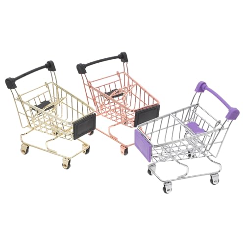 TOYANDONA 3st Mini-einkaufswagen Bausatz Etikett Geschirrlappen Gefälscht Schließfach Küchenzubehör Dekoration Gärkorb Für Sauerteig Plüsch Einkaufswagen Snackbehälter Kuchen Metall von TOYANDONA