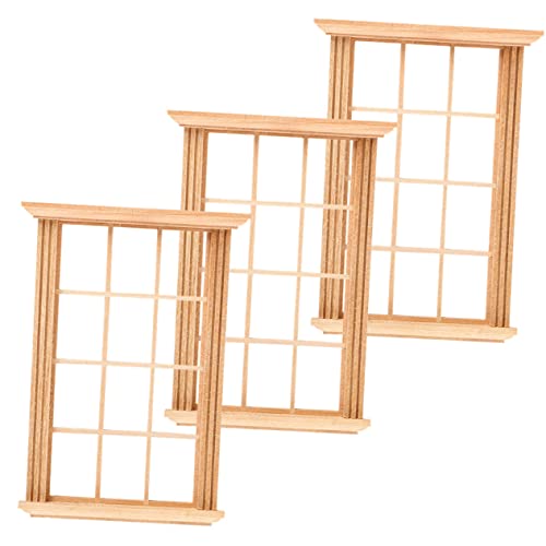 TOYANDONA 3st Modell Fensterrahmen Miniaturfenster Zum Basteln Mini- -fensterrahmen Miniaturmöbel Minifenster Für Mini-Fenster Fotografie Fensterhocker Puppenhausfenster Holz von TOYANDONA