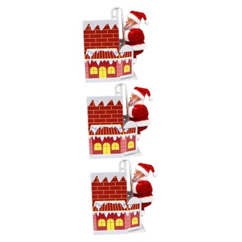 TOYANDONA 3st Musik Elektrisches Spielzeug Weihnachtsmannfiguren Klettern Kette Weihnachtsmann Singen Karikatur Schornstein Puppe Desktop-Spielzeug Musik Weihnachtsmann Batterie Drinnen Kind von TOYANDONA