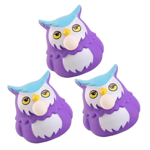 TOYANDONA 3st Prise Musik Cartoon- Eule Dekoration Dehnbares Für Tierische Quetschbälle Eule Tierquetschspielzeug Karikatur Wutabbauspielzeug PVC Violett von TOYANDONA