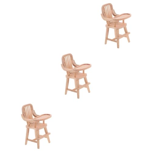 TOYANDONA 3st Puppenhausmöbel Spielzeug Hohe Stühle Modelle Miniatur-stuhlmodell Miniatur-hochstuhl Zum Basteln Mini-Stuhl Schmückt Puppenhaus-hochstuhl Stuhlornament Hölzern Kind von TOYANDONA