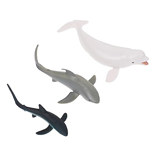 TOYANDONA 3st Sea Life-Statue Lebensechter Hai Meerestierfiguren Leben Wie EIN Hai Lebensechtes Hai- Kleine Figuren Für Meeresspielzeug Miniatur-tierfiguren Plastik von TOYANDONA