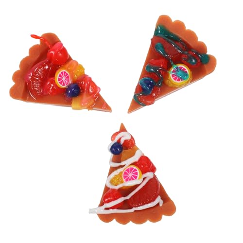 TOYANDONA 3st Simulierter Pizza-anhänger Mit Fruchtmarmelade Süßigkeitsanhänger Für Nägel Charme Masse Miniatur-pizzaanhänger in Form Eines Dreiecks Puppenhaus Dreieck Pizza Obst PVC von TOYANDONA