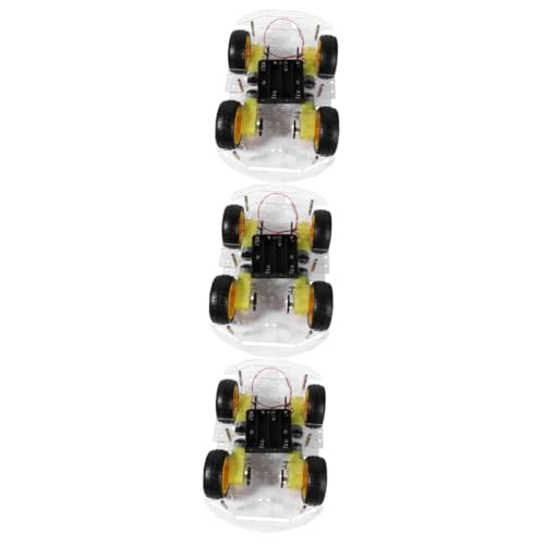 TOYANDONA 3St Smart-Car-Chassis mit Vier Rädern Kinderauto selbst ferngesteuerte Autos intelligentes Auto Roboter Modelle Chassis-Kit Einfach Encoder Spielzeug Modellauto Wagen Plastik von TOYANDONA