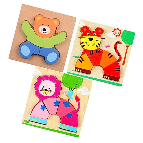 TOYANDONA 3St Spielzeuge Puzzle für Kinder Lernspielzeug Cartoon Holzpuzzles Puzzles aus Holz dreidimensional Kleinkind Hölzern von TOYANDONA