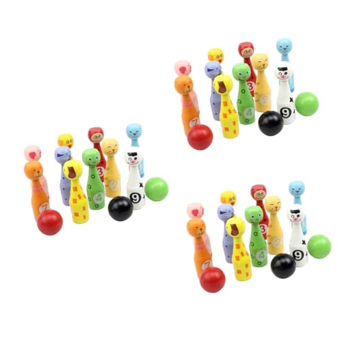 TOYANDONA 3st Spielzeuge Tier-Bowling-Spiel Lernspielzeug Bambus Fitness Spielzeugball Biene von TOYANDONA