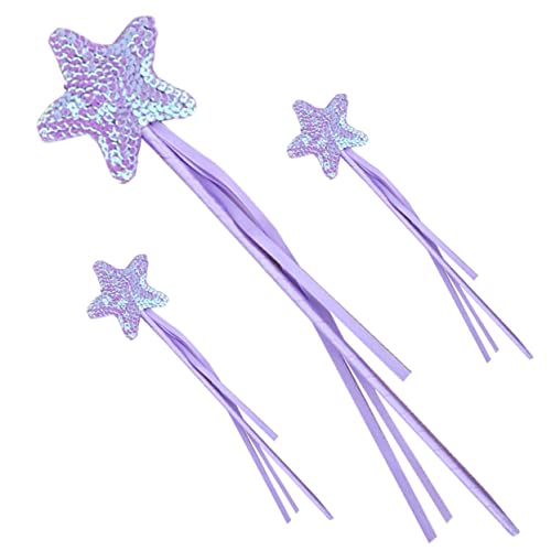 TOYANDONA 3st Zauberstab Feenstab Ballettröckchen Märchenpuppen Stift Lichterketten Feenflügel Funkeln Bausatz Glitzersterne Zauberstäbe Seifenblasenstäbe Plastik Violett von TOYANDONA