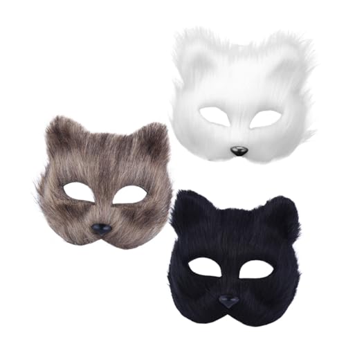 TOYANDONA 3stücke Teiliges Fluffy Fox Maske Für Halloween Halbe Tiermaske Für Cosplay Bequeme Und Anpassbare Tierkostüm-maske Für Parties Und Karneval von TOYANDONA