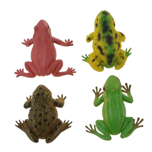 TOYANDONA 4 . Realistische Simulation Frösche aus PVC Lebensechte Froschfiguren für Wohnraumdeko Kinderfreundliche Kleine Tierornamente Kreativität und Naturerfahrung von TOYANDONA