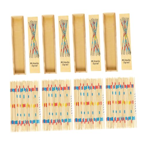 TOYANDONA 4 Boxen Holzpickel Holz-Pickup-stöcke Klassischer Spielstock Familien Spiel Dünne Tonstäbe Farbige Pick-up-stöcke Familien Sammeln Zecken Pick-up-Sticks-Spiel Stöckespiel von TOYANDONA