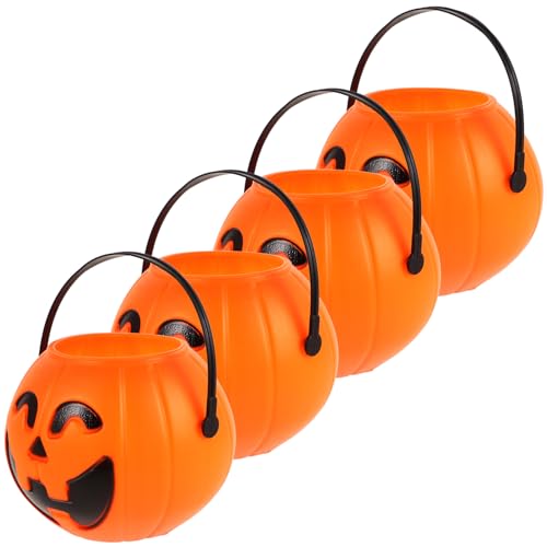 TOYANDONA 4 Leuchtende Halloween-Süßigkeiteneimer – Kürbisbehälter Aus Kunststoff Mit Griff Für Halloween-Partyzubehör Snack-Aufbewahrung Und „Süßes Oder Saures“-Events TOYANDONA 4 Leuchtende Halloween-Süßigkeiteneimer – Kürbisbehälter Aus Kunststoff Mit Griff Für Halloween-Partyzubehör Snack-Aufbewahrung Und „Süßes Oder Saures“-Events von TOYANDONA