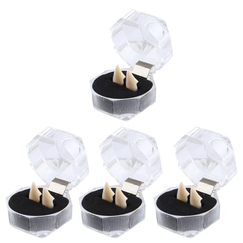 TOYANDONA 4 Paar Vampir Gebiss Falsche Zähne Halloween Kostüme Bekleidung Halloween Gebiss Streichzähne Halloween Zahn Requisite Halloween Gebiss Halloween Gefälschte Zähne von TOYANDONA