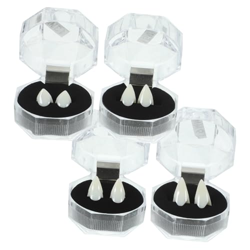 TOYANDONA 4 Paare Vampirprothesen Kostüm Vorübergehend Cosplay-Zahn Größe Gefälscht Erwachsene Mund Vampirzähne Groß Halloween Falsch Cosplay Künstlich Reißzähne Drinnen Transparent von TOYANDONA