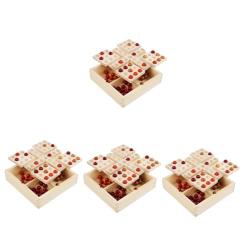 TOYANDONA 4 Sätze Backgammon drehen Vintage Brettspiele Sling-Puck-Spiel Twerking-Spielzeug Kinderspielzeug Schachspiel drehbares Fünf-Gewinnt-Spiel Jahrgang Schachbrett Spiel Schach Holz von TOYANDONA