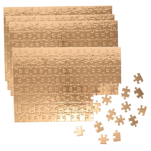 TOYANDONA 4 Sätze Blanko-Puzzle Teile mit Goldenem Rand zum Bemalen für Jigsaw DIY Bastelset für Sublimation Wärmetransfer Kreative Familienprojekte und Geschenkideen von TOYANDONA
