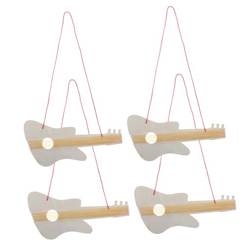 TOYANDONA 4 Sätze DIY unlackierte Holzgitarre Holz Gitarre Unfertige Holz Gitarre Bausatz Gitarre Leere Akustikgitarre Blanko- zum Basteln aus Holz DIY-Bastelgitarre aus Holz von TOYANDONA