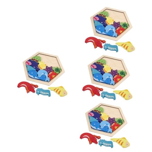 TOYANDONA 4 Sätze Holzblock Spielzeug für Kleinkinder Kinder rätsel Tierpuzzle aus Holz Lernspielzeug für Babys Spielzeuge Kinderspielzeug Kinderpuzzle Puzzle-Spielzeug für Kinder hölzern von TOYANDONA