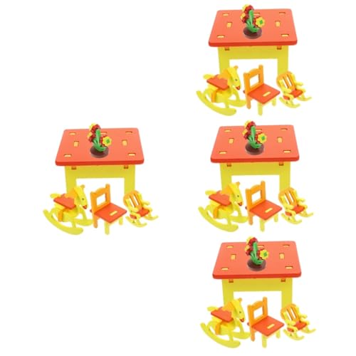 TOYANDONA 4 Sätze Kinderspielzeug Puzzle-Modell Aus Holz Lernspielzeug Für Kinder Esstisch Kindermodell-Puzzle-Spielzeug Holzstuhl Spielzeuge Rätsel Modelle Vorgeben Empfindlich Hölzern 3D von TOYANDONA