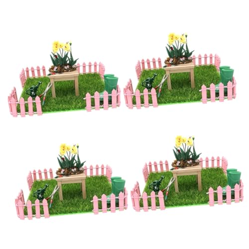 TOYANDONA 4 Sätze Mini-Gartenset miniaturfiguren miniaturen Figuren Puppenhauszubehör Sandtischmodell Kunsthandwerk Bausatz dekoratives Mini-Basteldekor Mini-Innenhof-Modell-Dekor draussen von TOYANDONA