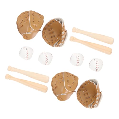 TOYANDONA 4 Sätze Puppenhaus Baseball Mini -Baseball -Set Puppenhaus Sportspielzeug Sportartikel Mini Baseball Figuren Sportzubehör für Puppenstuben Miniatur-Softball hölzern Khaki von TOYANDONA