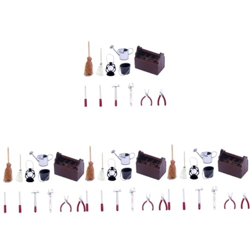 TOYANDONA 4 Sätze Puppenhaus-Werkzeugkasten winziges Hausreparaturwerkzeug Mini-Toolbox-Modell Modelle Mini-Hauszubehör kleines werkzeugset hölzern Reparierwerkzeug schmücken Ob11 Holz von TOYANDONA